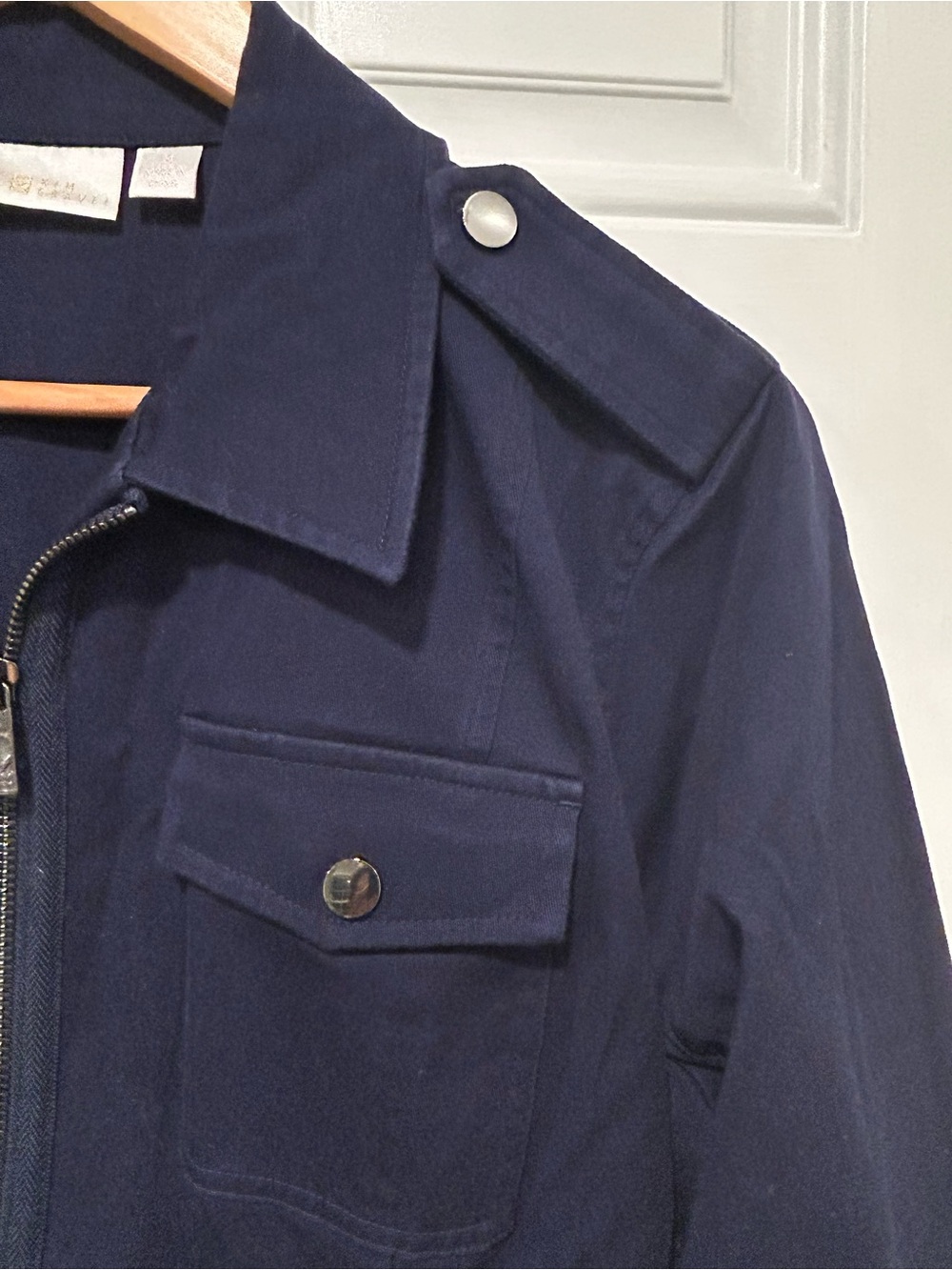 Belle Kim Gravel Women's Military Utility Safari Jacket Navy Blue Zip Size M - Picture 6 of 11